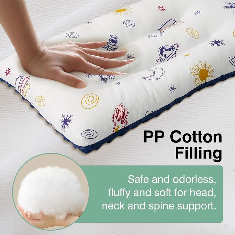 RESTIRY 1Pc Toddler Pillow with Soft Minky Dot Fabric,19X11inches Machine Washable,100% Cotton Kids Pillows for Sleeping,Breathable and Skin-Friendly,Kids Sleeping Pillow for 2-6 Year Old (Blue) - Image 4